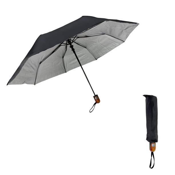 Sombrilla Paraguas Automática Mango Tipo Madera 53 cm negro