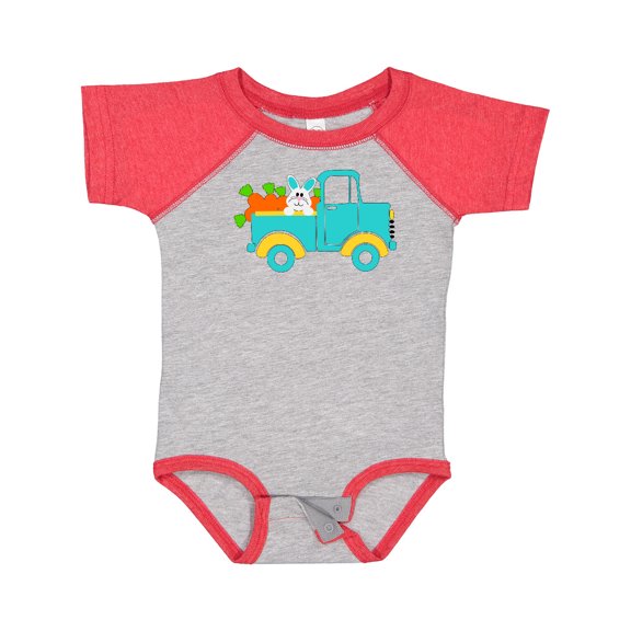 Inktastic Cute Easter Bunny in Blue Truck with Carrots Boys or Girls Baby Bodysuit
