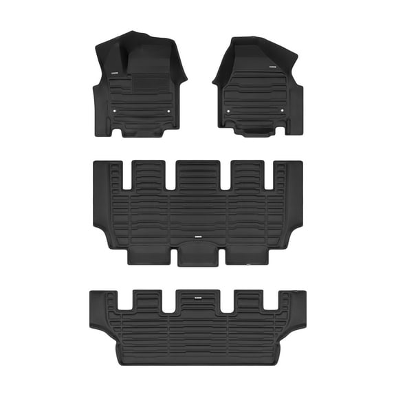 TuxMat - For Chrysler Pacifica 7-Seater Hybrid Touring 2017-2024 Models - Custom Car Mats - Maximum Coverage, All Weather, Laser Measured - This Full Set Includes 1st, 2nd and 3rd Rows