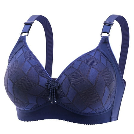 Yyeselk Push Up Bras for Women No Underwire Full Coverage Bra Lift Support Comfort Hide Side Fat Bra Daily Breathable Wireless Bra Blue M