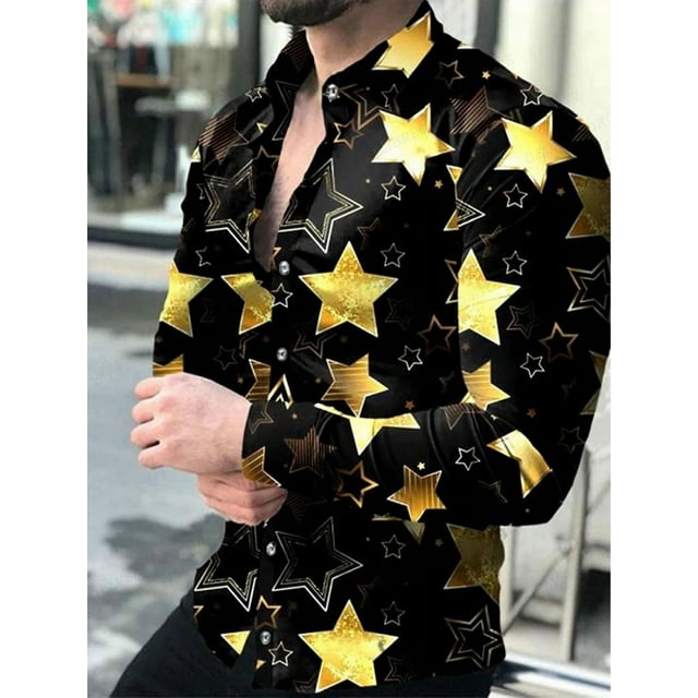 Camisas hawaianas deslumbrantes, camisas de moda para hombre, blusas playeras de manga larga, ropa para hombre, camisas casuales de un solo pecho, camisas para hombre