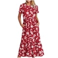thumbnail image 2 of LOVZFMLL Robe Blouse Ample à Manches Longues et Col Rond pour Femme, T-Shirt Imprimé, Rouge, P, 2 of 5
