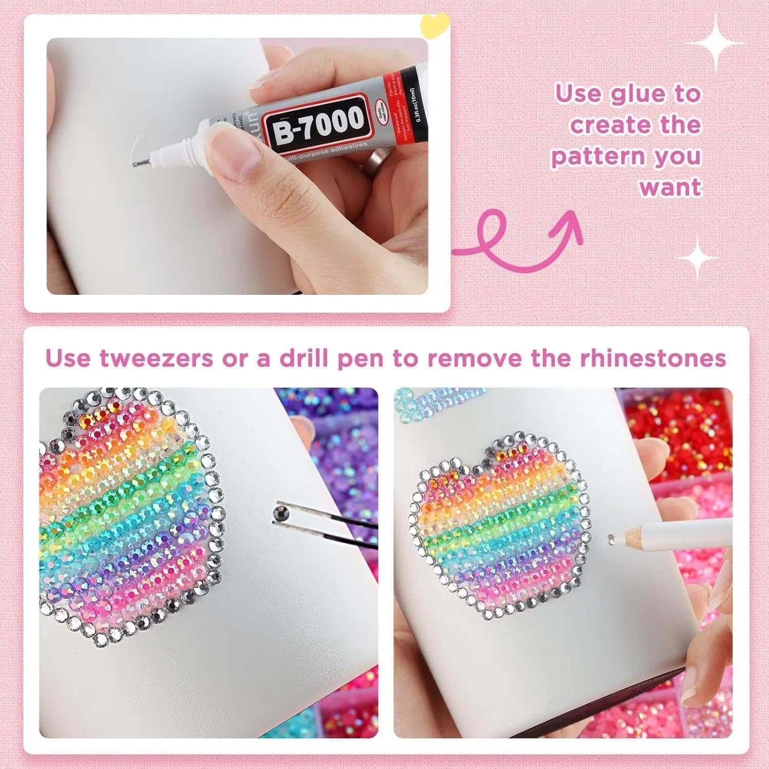Bedazzling Kit 3mm Flatback Rhinestones, 40 Colors Jelly Resin Gems with B7000 Jewelry Glue for Nail Art Shoes Crafts DIY