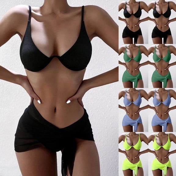 Lovzfmll Women's Bikini Set, Triangle Top and Shorts, Three Piece Bathing Suit for Beach and Pool Fun with Friends