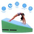 thumbnail image 6 of Gymnastics Wedge Mats 33" X 23.6" X 13.4" Folding for Home Use | Incline Mat Cheese Wedge With Zip Fastener, Waterproof Vinyl Cover, EPE Foam for Exercise, Tumbling, Yoga, Pilates, Blue Green, 6 of 7