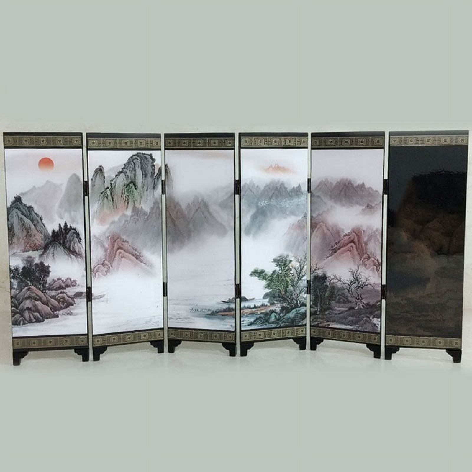 Cogfs Wooden Chinese Style Vintage Retro Small Mini Folding Panel Screen Room Divider