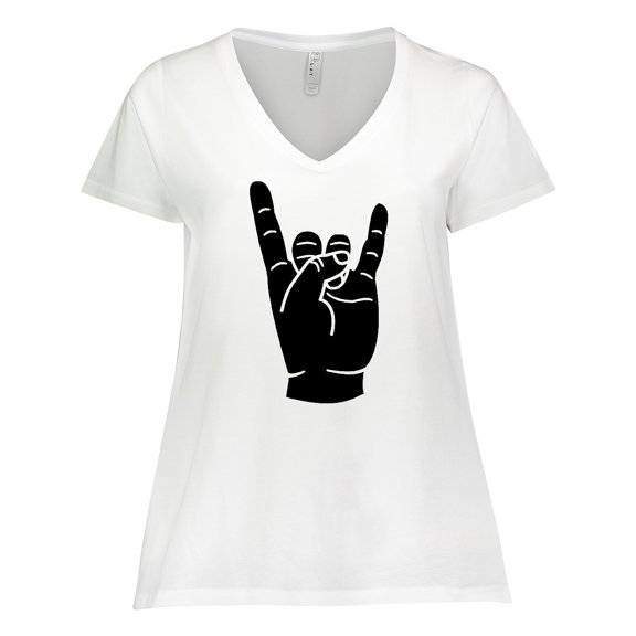 Inktastic Rocker Horns Women's Plus Size V-Neck T-Shirt
