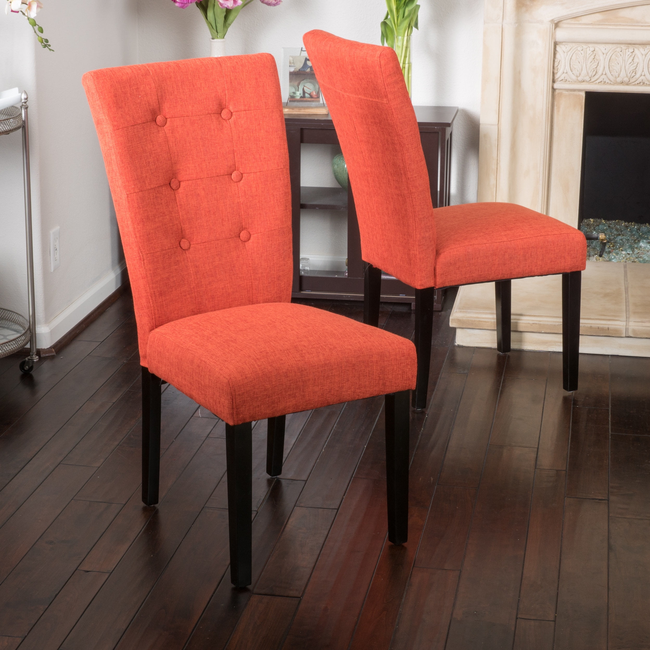 Allison Deep Orange Fabric Dining Chair (Set of 2) Walmart Canada