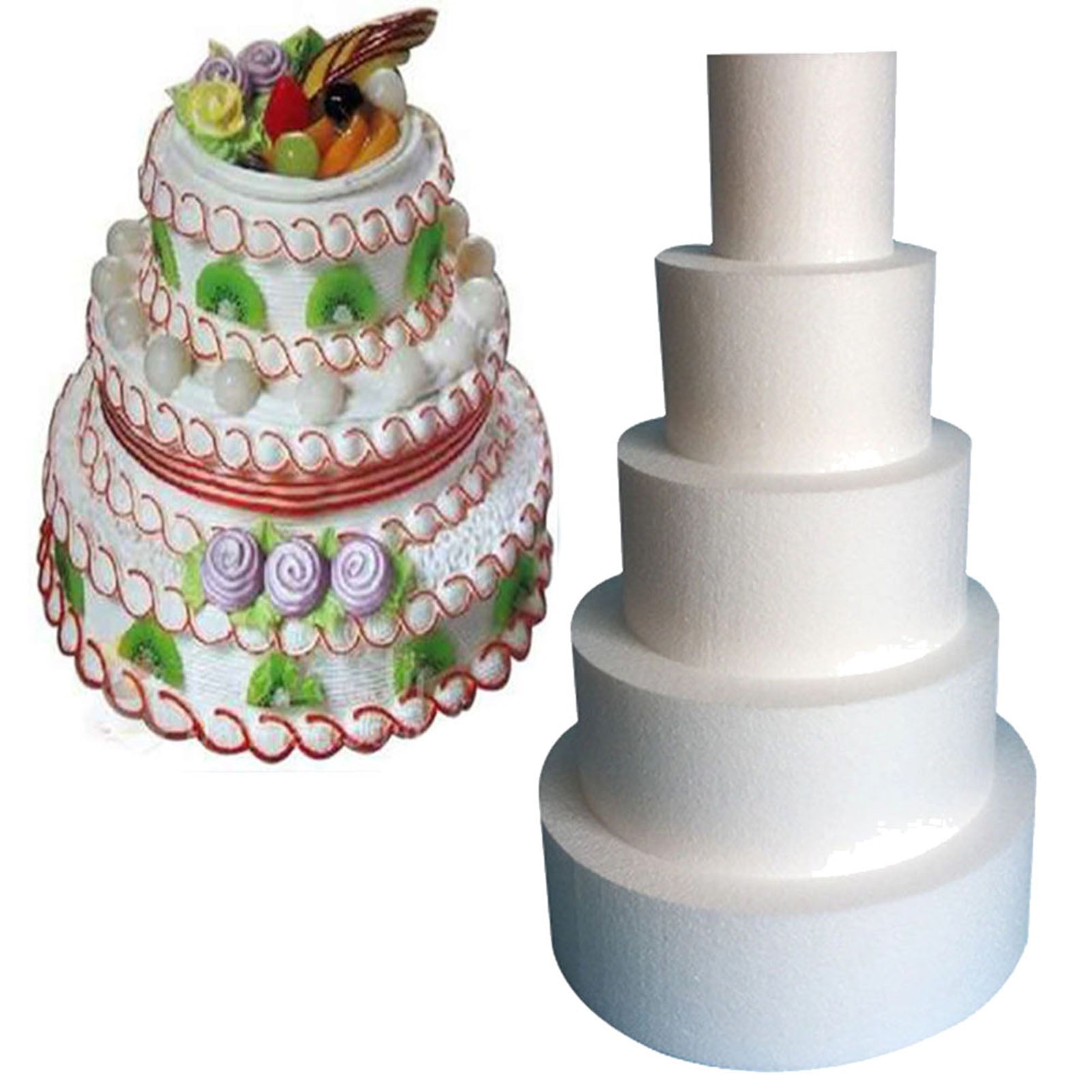 Foam 5-Tier Round Cake Dummy Set for Cake Decorating
