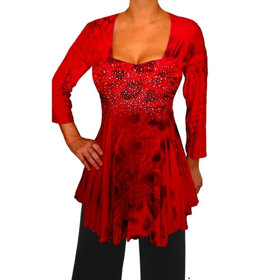 Funfash Plus Size Clothing for Women Slimming Rhinestones Long Sleeves Blouse