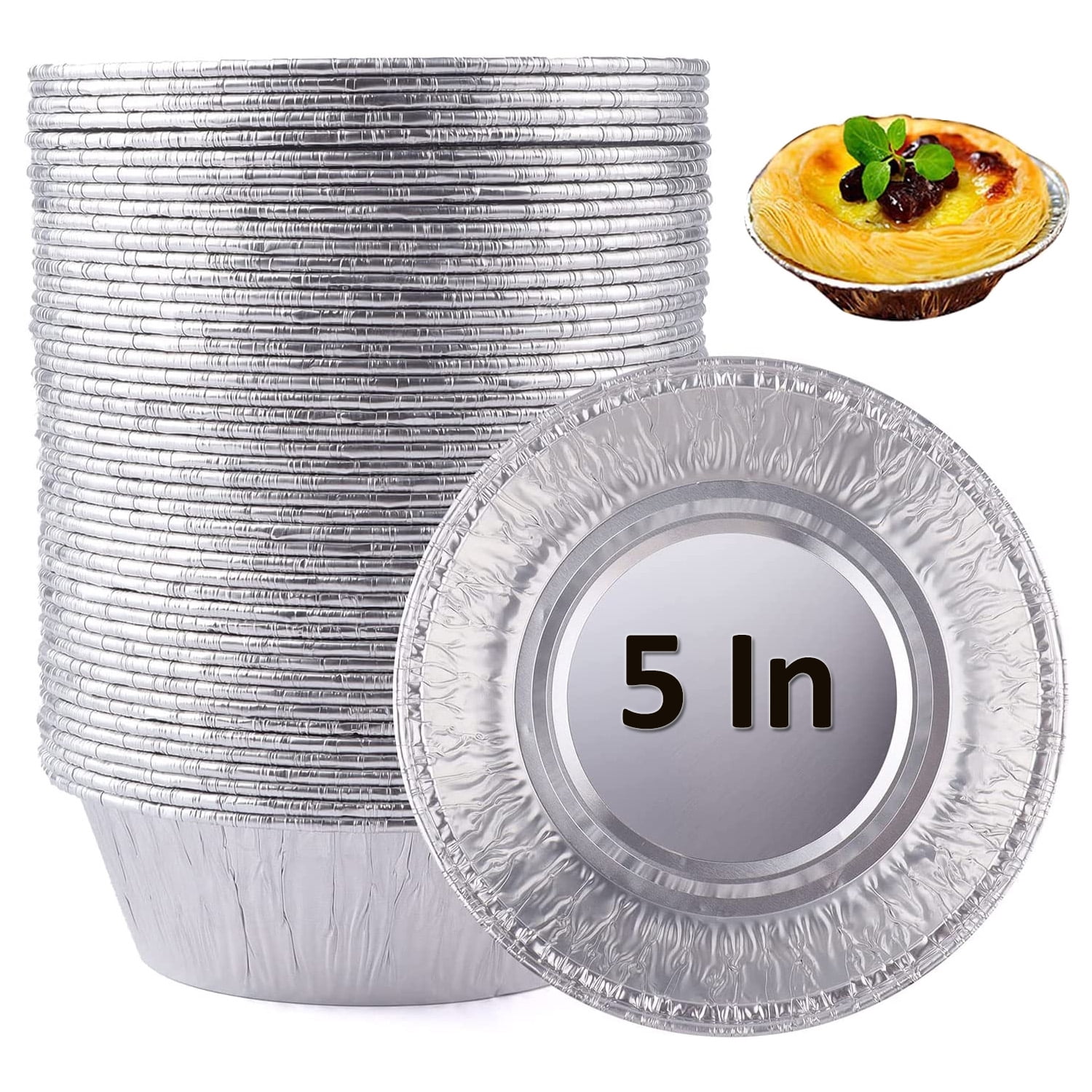 5 Inch Aluminum Foil Mini Pie Pans 50Pcs - Disposable Small Mini Pie Tins  Pot Pie Tins For Bakeries, Cafes, Restaurants - Durable Mini Tart Pans for  Pie, Fruit Tarts, Quiche 