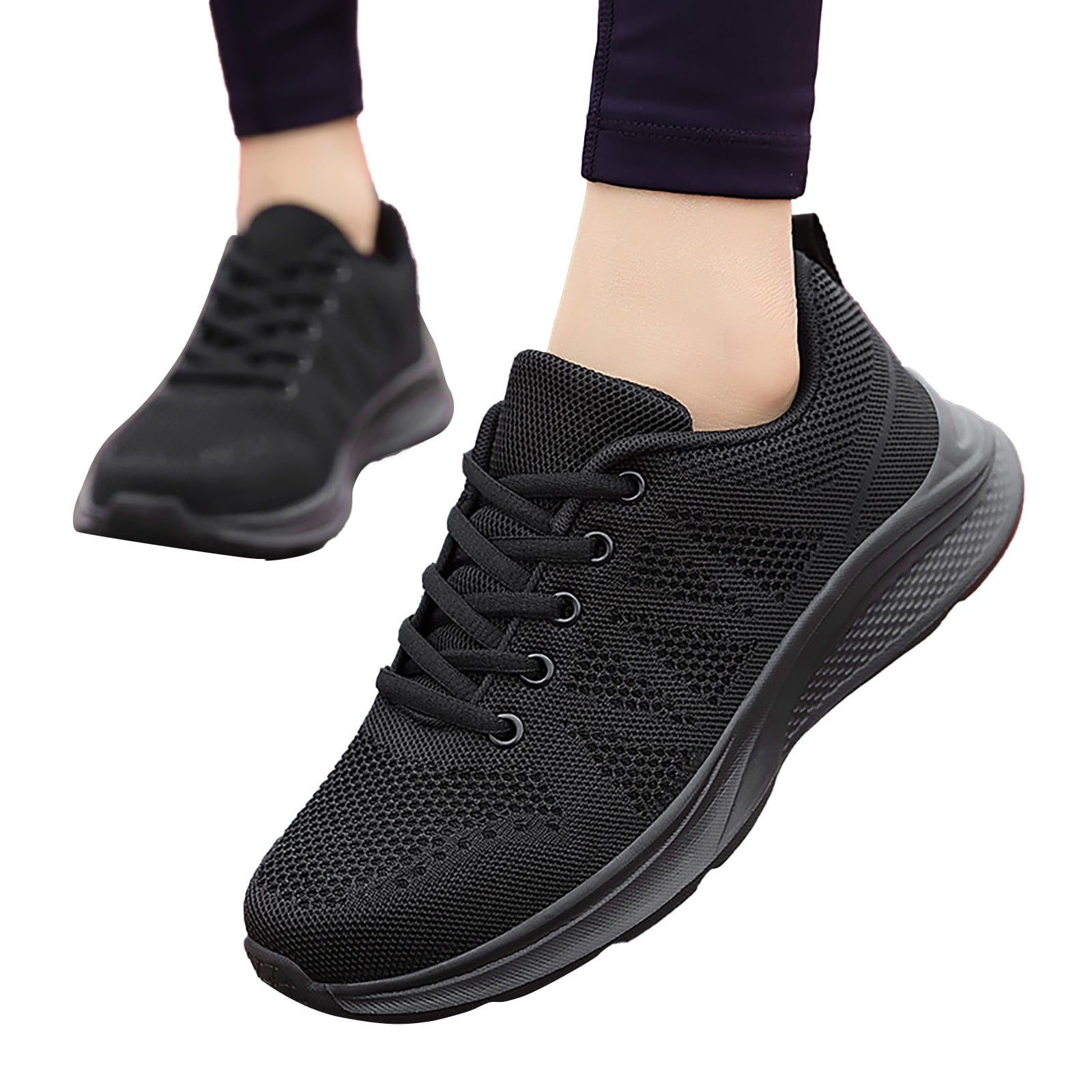 XIAQUJ Women Running Shoes Mesh Breathable Casual Shoes Work Travel Shoes Women s Fashion Sneakers Black 6.5 37
