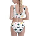 thumbnail image 3 of Picia Turtles And Corals Women's High Waisted Bikini Scoop Neck Swimsuit Two Pieces Bathing Suit-Small, 3 of 8