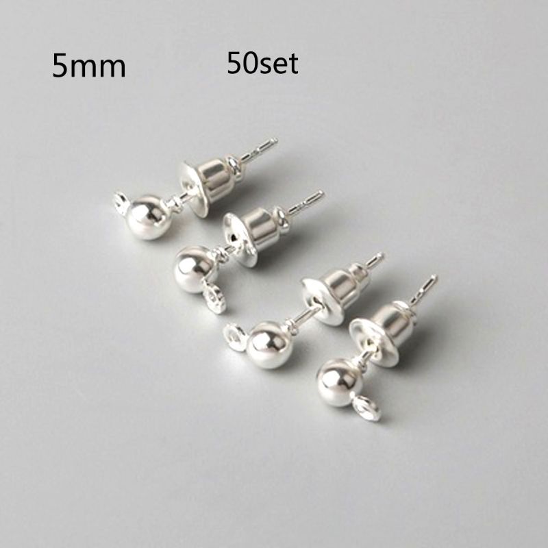 ZUARFY 50 Sets Earring Studs Ear Pin Ball Post with Earring Backs DIY Jewelry Findings - image 1 of 19