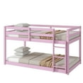 thumbnail image 2 of Noble House Jerome Twin Over Twin Floor Bunk Bed with Ladder, Solid Rubber Wood Frame with Strengthened Slats, Pink, 2 of 13