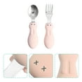 thumbnail image 3 of FRCOLOR Baby Utensils 1 Set Baby Utensils Infant Training Tableware Short Handle Spoon Fork Set,4.69"X1.14"X0.79", 3 of 4