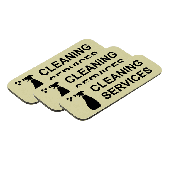 Cleaning Services 1 x 3" Name Tag/Badge, Brushed Gold, (3 Pack)