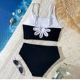 thumbnail image 5 of ZXLBBD Girls Bathing Suit 2 Piece Spaghetti Straps Back Hollow Floral Design Cute Tankini Top and Bikini Bottom for Toddler Youth Casual Beach Outdoor,Black,11 Y-12 Y, 5 of 6