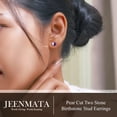 thumbnail image 5 of JeenMata 2.5 Carat Pear Cut September Birthstone Stud Earring - Blue Sapphire & Cubic Zirconia Two Stone Earrings in 18K White Gold Plating Gift for Women, 5 of 9