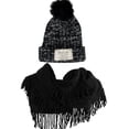 thumbnail image 1 of Women's Classic PomPom Warm And Cozy Knitted Beanie and Soft Plush Infinity Scarf Bundle, 1 of 5