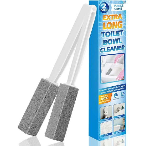 2 Pack Pumice Stone for Toilet Cleaning with Extra Long Handle, Premium