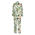 thumbnail image 6 of YDFCWXW Women's V-Neck Floral Print Pajama Set, Long Sleeve Button-Down Top and Pants, Soft Comfortable Nightwear Loungewear AG, L, 6 of 7