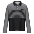 thumbnail image 4 of Haoxianjian Golf Shirts For Men Oversized Tshirts For Men Men Casual Solid Stripe Button Long Sleeve Turndown Collar Blouse Shirt Tops Long Sleeve Casual Sweatshirt, 4 of 6
