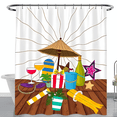 thumbnail image 1 of Whimsical Beach Scene Shower Curtain - Vibrant Sunbeams Colorful Perfect for Summer Vibes, 1 of 4
