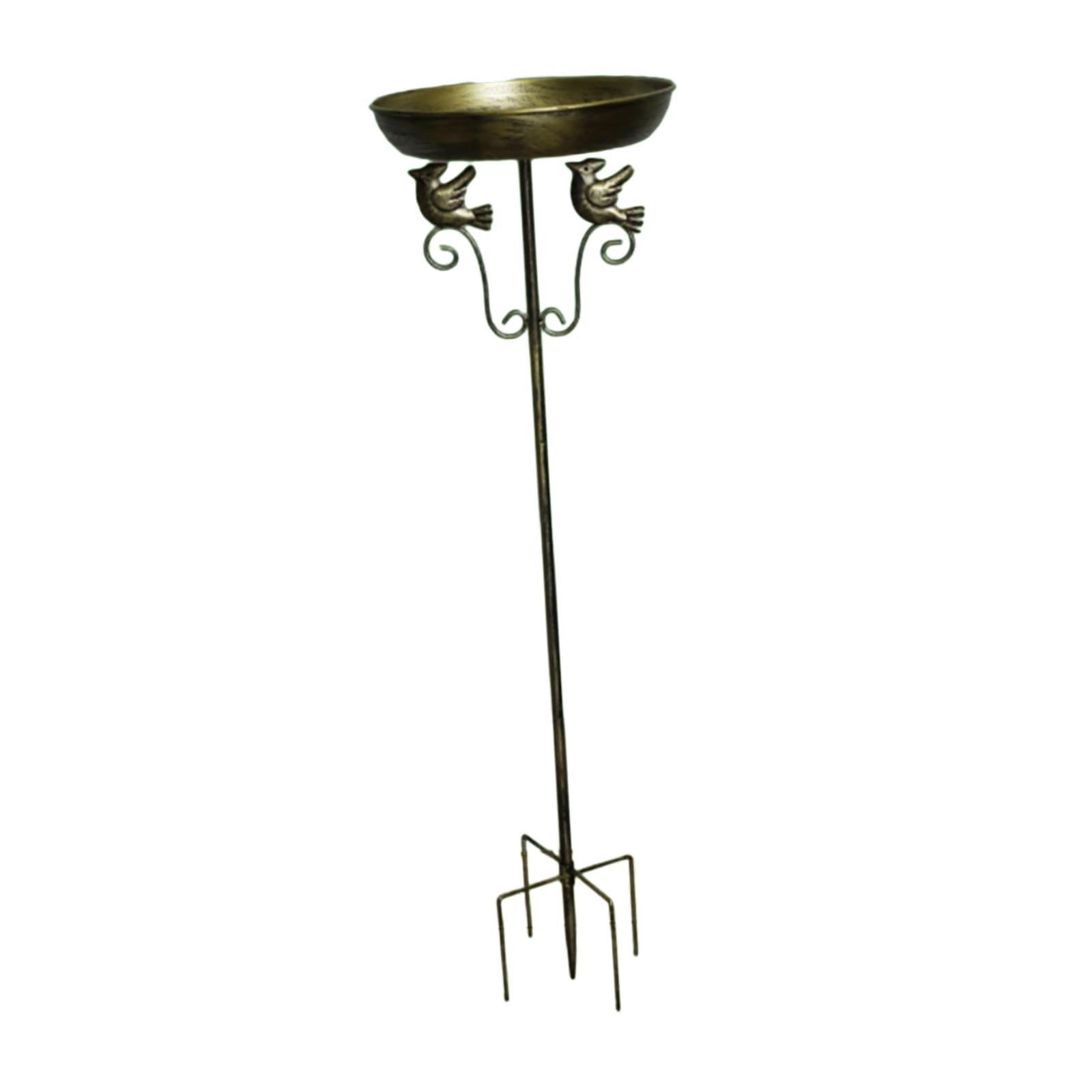 oshhni Bird Bath Feeder Bowl Drinking Decor Metal with Stake for Deck Backyard Lawn