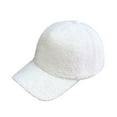 thumbnail image 2 of harmtty Plush Baseball Cap Autumn Winter Fuzzy Curved Brim Windproof Warm Solid Color UV Men Women Adults Outdoor Sports Casual Ponytail Peaked Hat White, 2 of 8