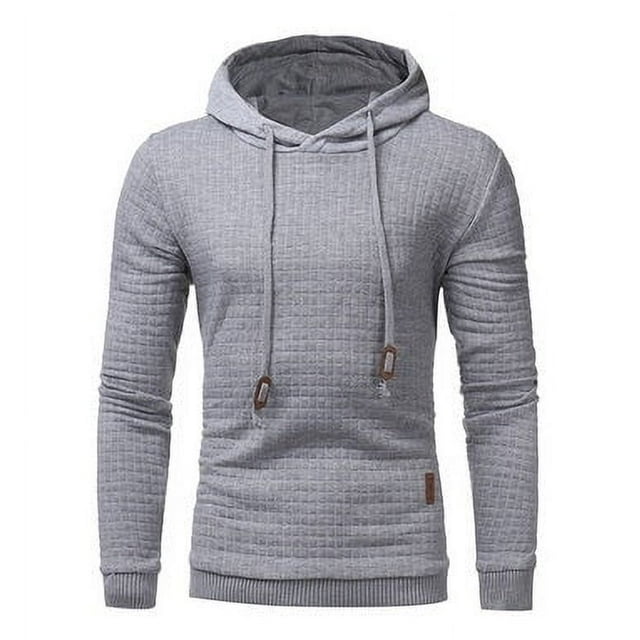 Fo Sweat à Capuche Classique Matelassé à Motif Carré pour Hommes (Gris, 3TG)