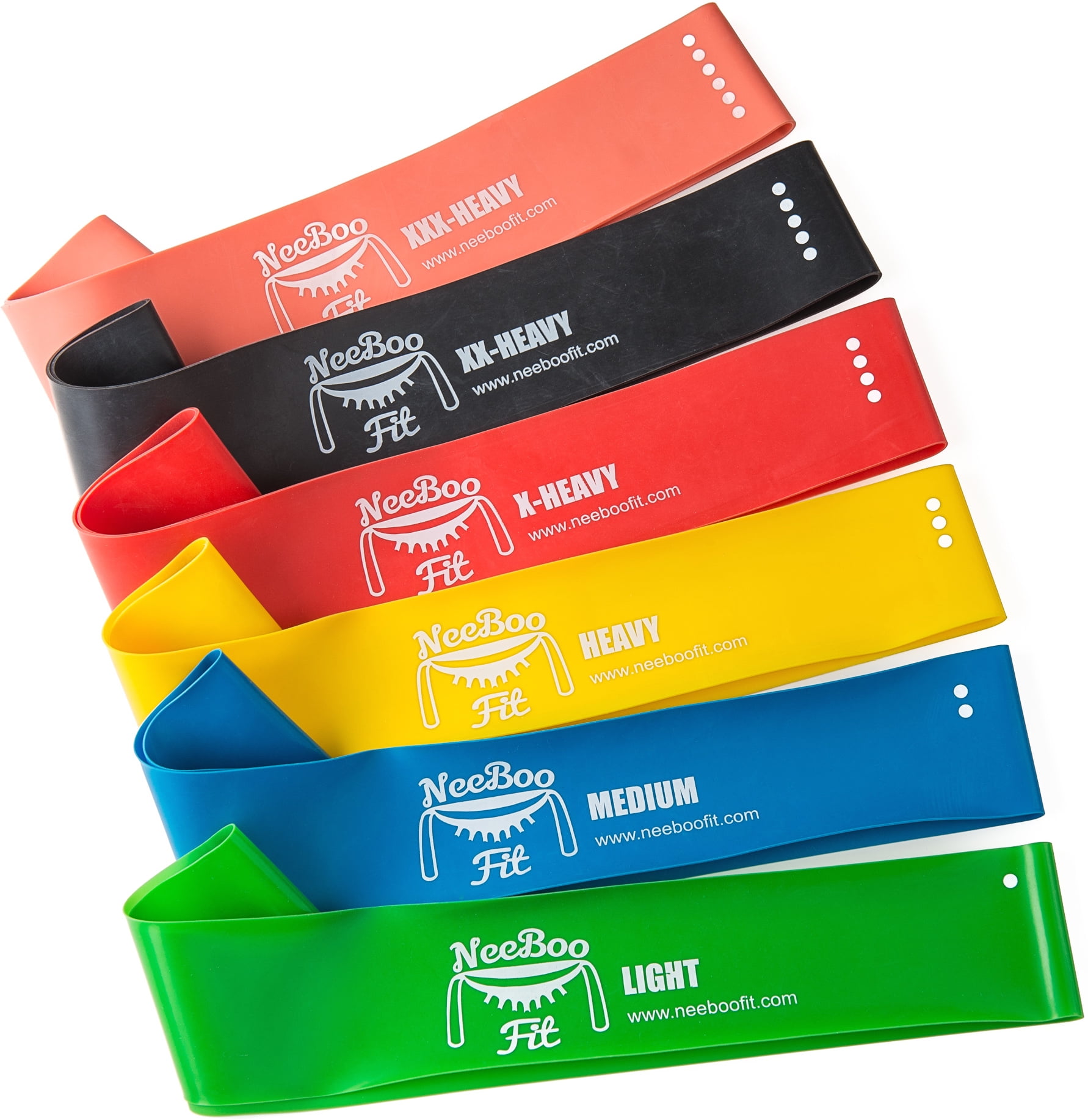 Resistance Loop Band Set of 6 by NeeBooFit Best Fitness Exercise Bands for Working Out or