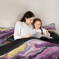 thumbnail image 5 of Feelyou Marble Ombre Bedding Comforter Set for Adult, Purple Grey Stripes Twin Comforter Sets, Watercolor Artwork Reversible Bedding Set, Luxury Bedroom Decor, 2pcs, 5 of 8