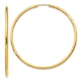 thumbnail image 1 of 14k Yellow Gold Round Endless 2mm Hoop Earrings, 1 of 7