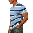 thumbnail image 6 of WAYUTE Men's T Shirts Short Sleeve V Neck Patchwork Color Striped Graphic Tees Stretch Fit Tops with Front Pocket Classic Casual Summer Tshirts, 6 of 7