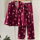 thumbnail image 2 of Pijama estampado de conejo, conjunto de 2 uds para dormir con pantalones, ropa de dormir con solapa de satén, camisón con botones, ropa de descanso para pijamas de Año Nuevo, 2 of 4