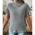 thumbnail image 5 of TFEOQRY Women's Turtleneck Sweater Vest Sleeveless Button Decor Ribbed Knit Casual Pullover Top Gray, 5 of 8