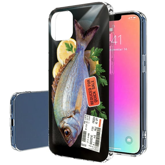 TalkingCase Slim Case for Apple iPhone 14, Slim Thin Gel Tpu Cover, Fresh Fish Print, Light Weight, Flexible, Soft, Anti-Scratch, Printed in USA