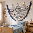 thumbnail image 2 of Fish Net Wall Decor with LED String Lights Nautical Fishing Net Hanging, Beach Themed Decoration for Bedroom Living Room Party, Durable Cloth Net with Warm Glow for Coastal Home Decor, 2 of 7