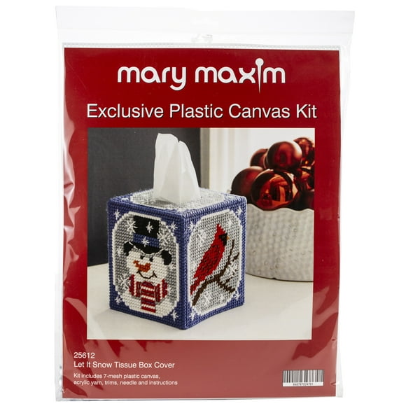 Mary Maxim Plastic Canvas Tissue Box Kit 5"-Let It Snow (7 Count)