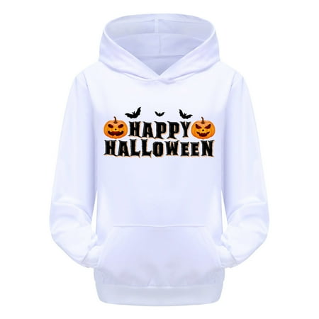 

Toddler Baby Boy Girl Halloween Hoodie Casual Costumes Sweatshirt Kids Child Long Sleeve Cartoon Prints Warm Tops Sweat Infant Pullover Sweater Fall Newborn Outfits Unisex White 3-4 Years