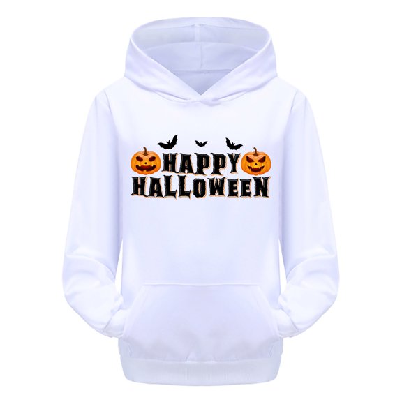 Halloween Sweatshirt For Toddler Girls, Kids Halloween Bat Letter Print Hoodie, Casual Long‑Sleeve Pullover Hooded Sweatshirt With Pocket, Kids Fall Outfits Halloween Gifts