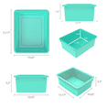 thumbnail image 6 of Storex Plastic Deep Storage Tray, Nesting Letter-Size Paper Sorter, Teal, 5-Pack, 6 of 7