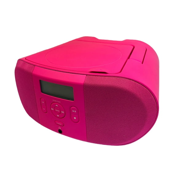 ONN Pink CD Boombox with FM Radio and LCD Display