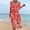 Red, variant on Odbmxy Boho Womens Midi Dresses Fall 3/4 Sleeve Smock Floral Tunic V-Neck Loose Casual Beach Women's Dress
