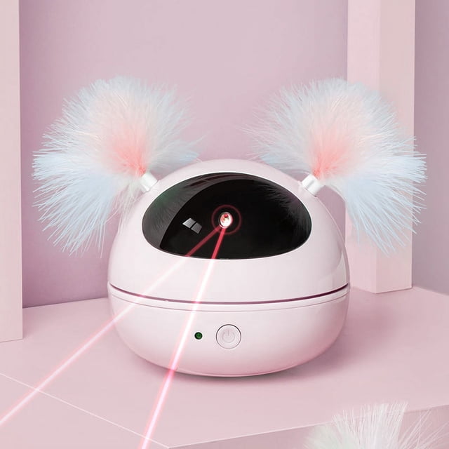 Interactive Automatic Cat Toy - Laser Light & Feathers for Hours of Fun - No Batteries Needed!
