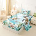 thumbnail image 2 of Manfei Cartoon Sea Turtle Twin Sheets,Calm Ocean Plant Bedding,Green,3 Pieces,1 Fitted Sheet and 1 Pillowcase, 2 of 7