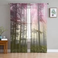 thumbnail image 3 of Sheer Curtains 84 inches Long, Fall Foggy Forest Shades of Pink and Yellow Light Filtering Sheer Window Curtains Rod Pocket Voile Drapes for Bedroom Living Room, 52"W x 84"L 2 Panels, 3 of 7