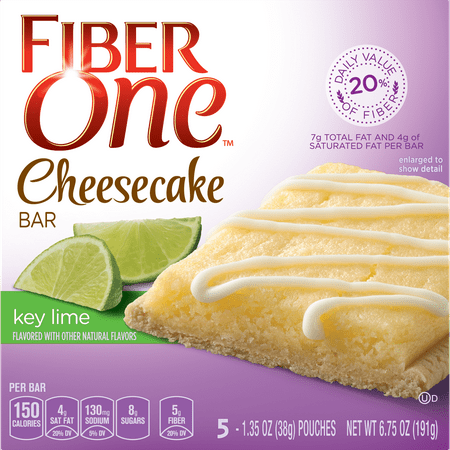 Fiber One Cheesecake Bar, Key Lime, Dessert Bar, 5 Fiber Bars, 6.75 oz