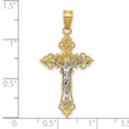 thumbnail image 2 of FJC Finejewelers 10 kt Two Tone Gold Two-tone Medium Lacey-edged INRI Crucifix Charm 35 x 17 mm, 2 of 6